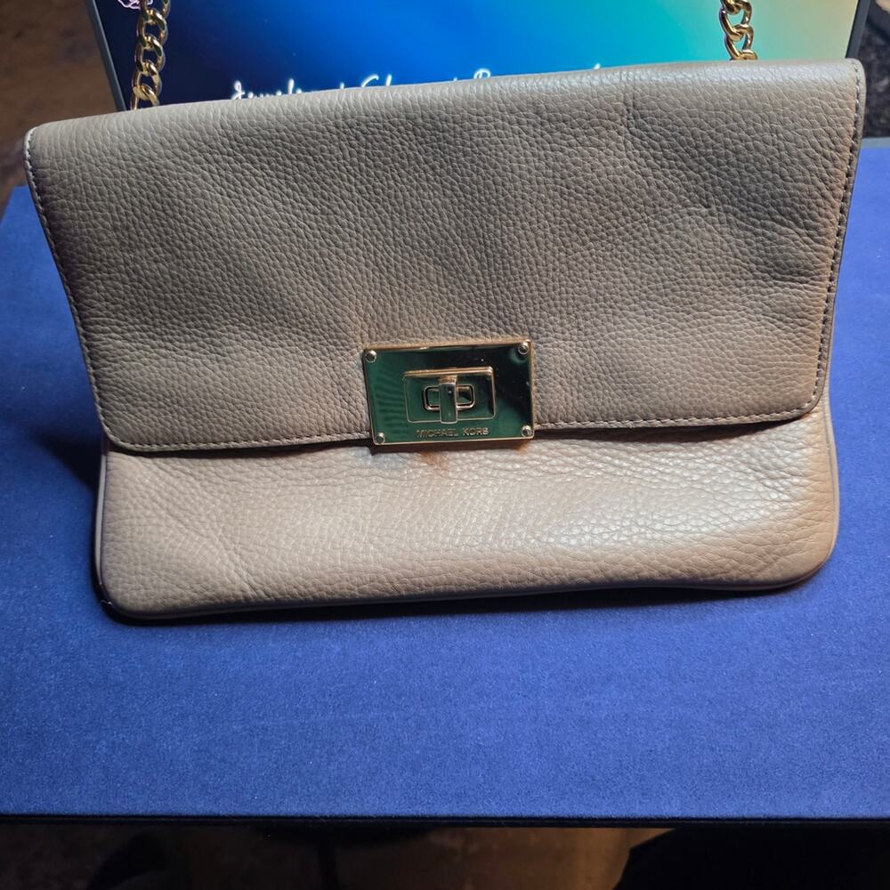 MICHAEL Michael Kors Gray Leather Crossbody Bag Strap Plus Chain - Picture 5 of 16